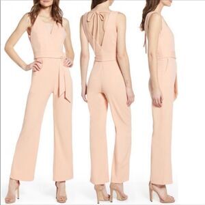 Sentimental NY Rose Peach Plunge Back Jumpsuit Size M NWT